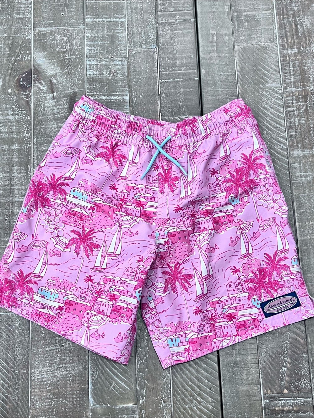 Vineyard Vines Pink and Coral Whale Logo Swimwear- Men’s